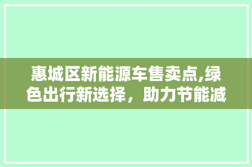 惠城区新能源车售卖点,绿色出行新选择，助力节能减排新篇章
