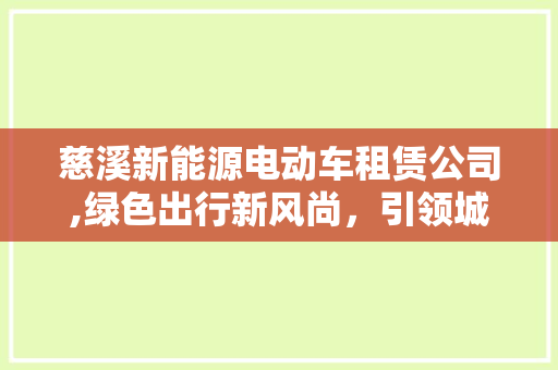 慈溪新能源电动车租赁公司,绿色出行新风尚，引领城市环保潮流