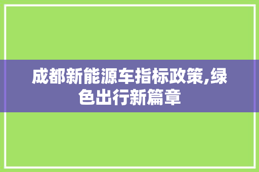 成都新能源车指标政策,绿色出行新篇章