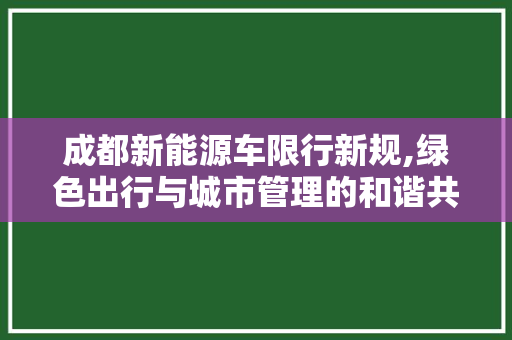 成都新能源车限行新规,绿色出行与城市管理的和谐共鸣