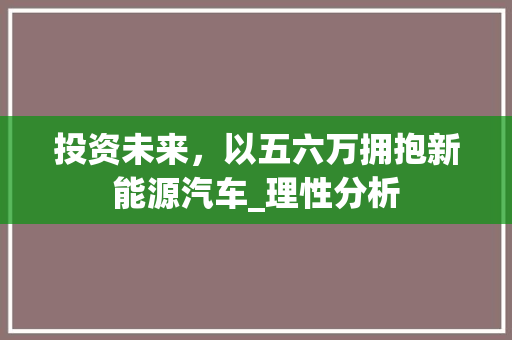 投资未来，以五六万拥抱新能源汽车_理性分析