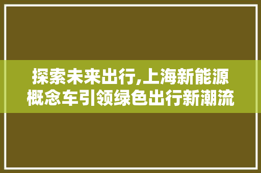 探索未来出行,上海新能源概念车引领绿色出行新潮流