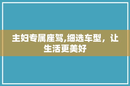 主妇专属座驾,细选车型，让生活更美好