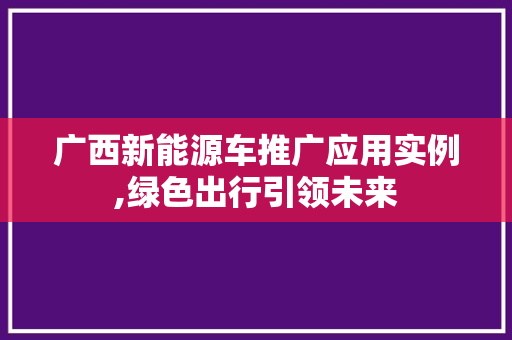 广西新能源车推广应用实例,绿色出行引领未来