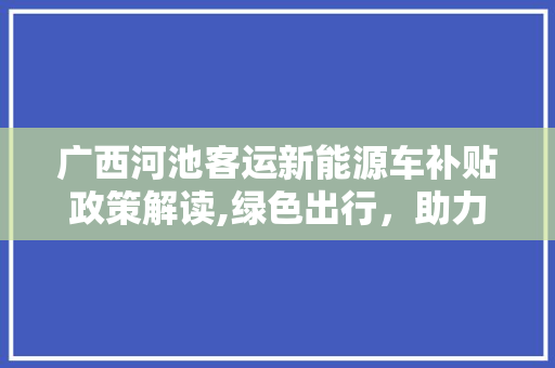 广西河池客运新能源车补贴政策解读,绿色出行，助力河池绿色发展