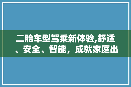 二胎车型驾乘新体验,舒适、安全、智能，成就家庭出行新典范