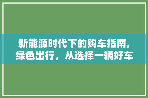 新能源时代下的购车指南,绿色出行，从选择一辆好车开始