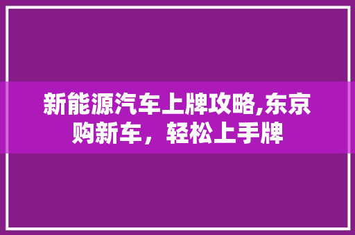 新能源汽车上牌攻略,东京购新车，轻松上手牌