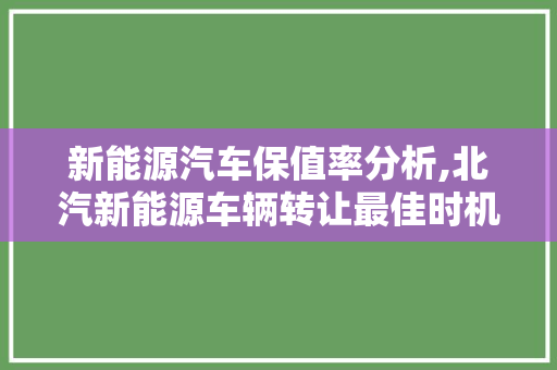 新能源汽车保值率分析,北汽新能源车辆转让最佳时机