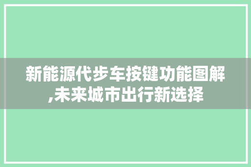 新能源代步车按键功能图解,未来城市出行新选择