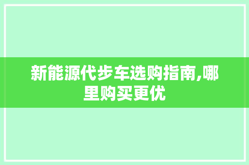 新能源代步车选购指南,哪里购买更优