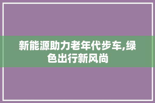 新能源助力老年代步车,绿色出行新风尚