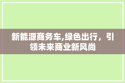 新能源商务车,绿色出行，引领未来商业新风尚