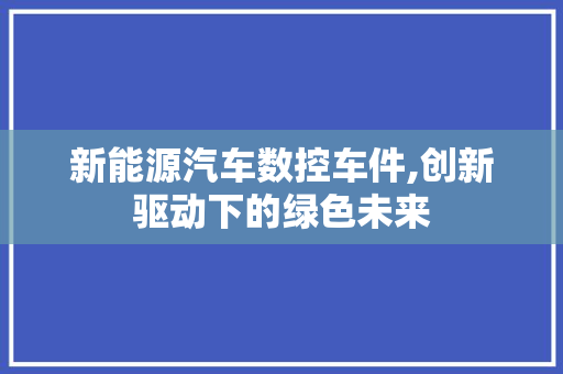 新能源汽车数控车件,创新驱动下的绿色未来