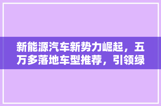 新能源汽车新势力崛起，五万多落地车型推荐，引领绿色出行新潮流