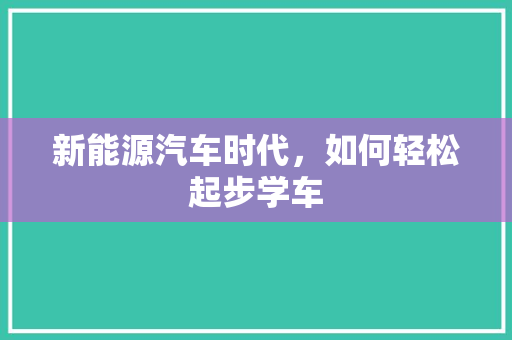新能源汽车时代，如何轻松起步学车