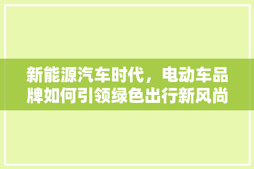 新能源汽车时代，电动车品牌如何引领绿色出行新风尚