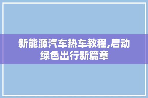 新能源汽车热车教程,启动绿色出行新篇章