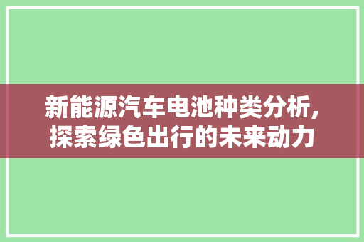 新能源汽车电池种类分析,探索绿色出行的未来动力