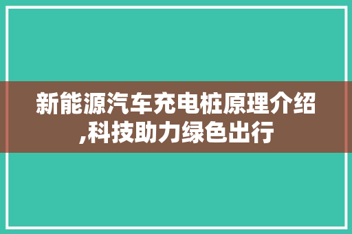 新能源汽车充电桩原理介绍,科技助力绿色出行