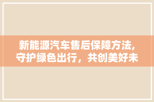 新能源汽车售后保障方法,守护绿色出行，共创美好未来