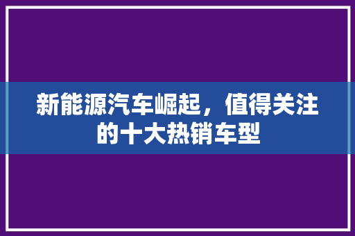 新能源汽车崛起，值得关注的十大热销车型