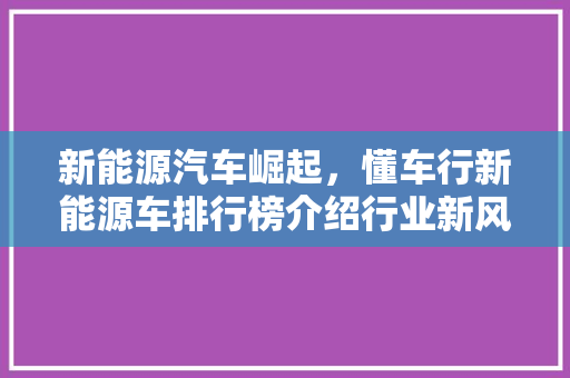 新能源汽车崛起，懂车行新能源车排行榜介绍行业新风向
