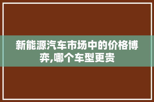 新能源汽车市场中的价格博弈,哪个车型更贵