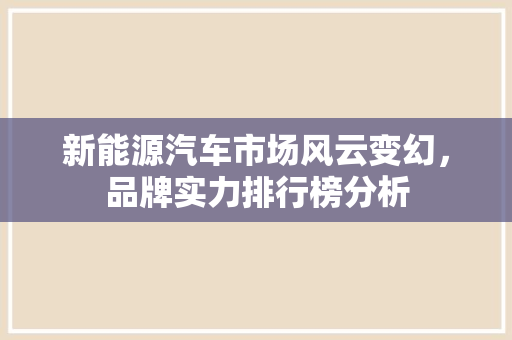 新能源汽车市场风云变幻，品牌实力排行榜分析