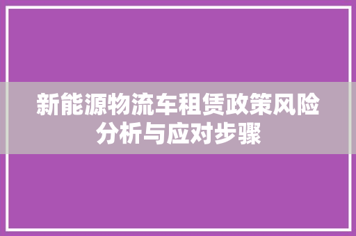 新能源物流车租赁政策风险分析与应对步骤