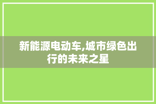 新能源电动车,城市绿色出行的未来之星