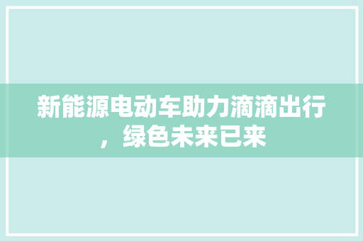 新能源电动车助力滴滴出行，绿色未来已来