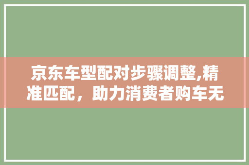 京东车型配对步骤调整,精准匹配，助力消费者购车无忧