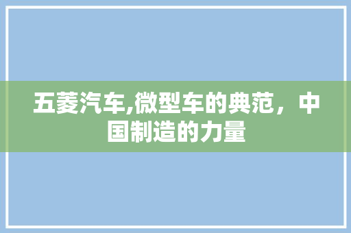 五菱汽车,微型车的典范，中国制造的力量
