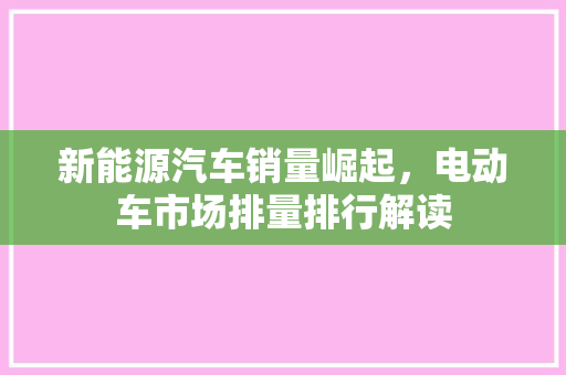 新能源汽车销量崛起，电动车市场排量排行解读