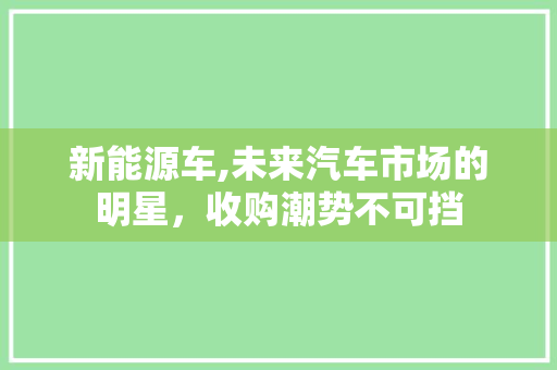 新能源车,未来汽车市场的明星，收购潮势不可挡