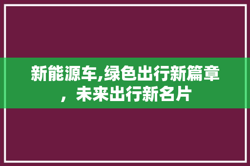 新能源车,绿色出行新篇章，未来出行新名片