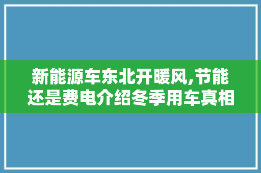 新能源车东北开暖风,节能还是费电介绍冬季用车真相
