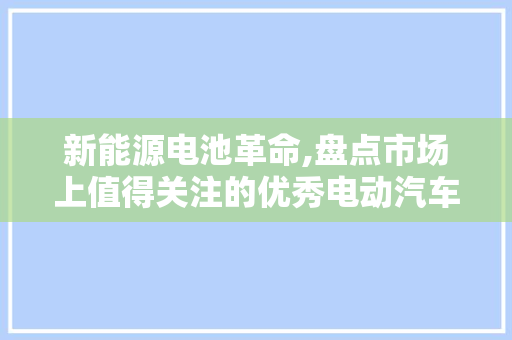 新能源电池革命,盘点市场上值得关注的优秀电动汽车