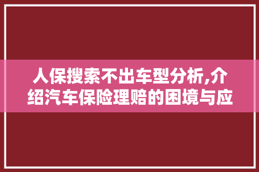 人保搜索不出车型分析,介绍汽车保险理赔的困境与应对之路