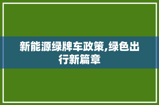 新能源绿牌车政策,绿色出行新篇章