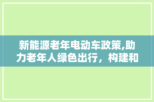 新能源老年电动车政策,助力老年人绿色出行，构建和谐宜居环境
