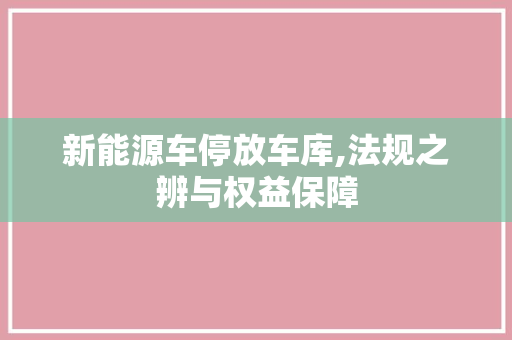新能源车停放车库,法规之辨与权益保障
