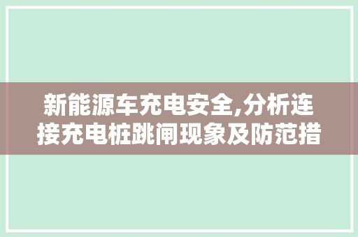 新能源车充电安全,分析连接充电桩跳闸现象及防范措施