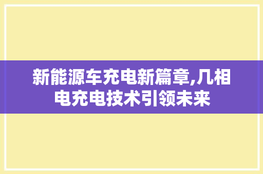 新能源车充电新篇章,几相电充电技术引领未来