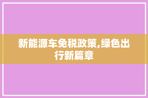 新能源车免税政策,绿色出行新篇章