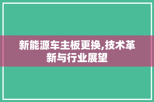 新能源车主板更换,技术革新与行业展望