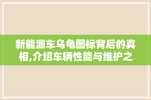 新能源车乌龟图标背后的真相,介绍车辆性能与维护之路