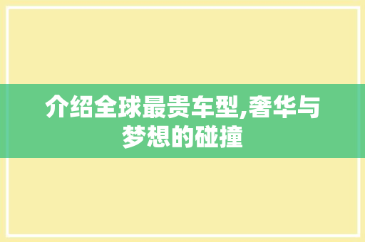介绍全球最贵车型,奢华与梦想的碰撞