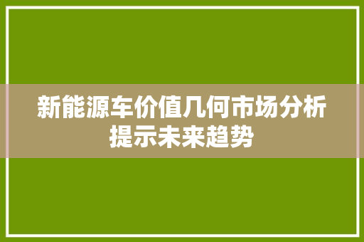 新能源车价值几何市场分析提示未来趋势
